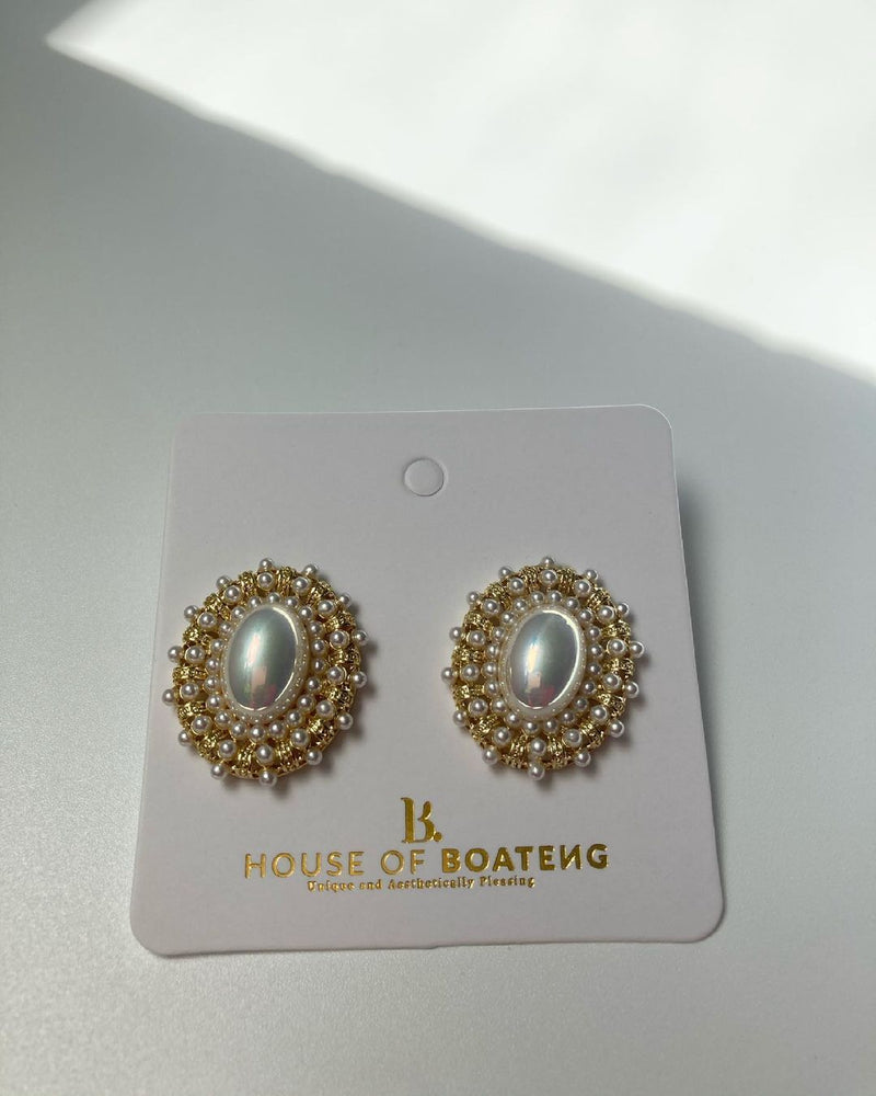 Amal Stud Earring with Pearls in Sterling Silver