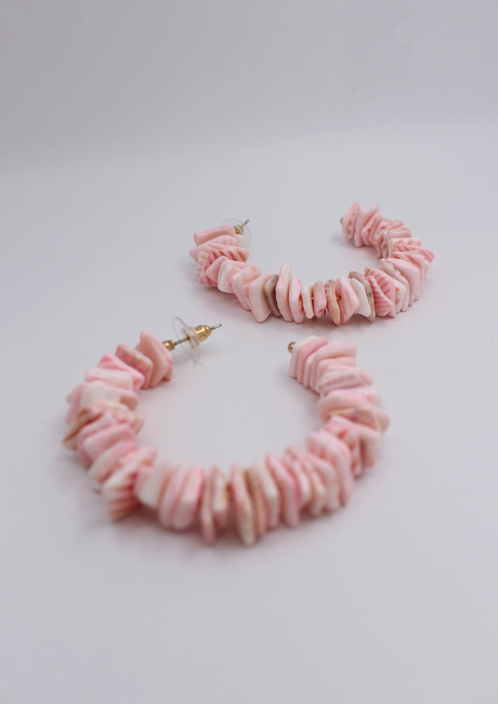 Pink stone earrings hoop
